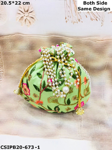 Indian Handmade Fabric Potli Clutch Embroidered Stylish Return Gifts for Weddings and Celebrations! - Product Image 2