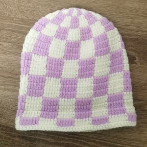 EFANBEANIE Custom Crochet Beanie <b>Hat</b> Women Hand Knit Cotton Yarn Linen Trendy Checkered European-American Style Daily Party - Product Image 2