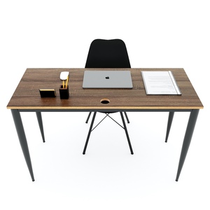 Escritorio Minimalista HBCN003 de 120x50cm en Madera Contrachapada con Revestimiento de Melamina y Patas Cone II, Mueble de Oficina Moderno en Forma de L - Product Image 2