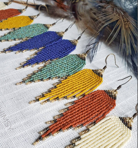 High QualityBeaded Jewelry Fringe Tassel <b>Earrings</b> - Gold - Long - Product Image 1