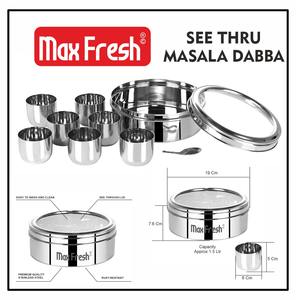 Boîte à épices Maxfresh en acier inoxydable transparente avec 7 compartiments et 1 cuillère de haute qualité - Product Image 6