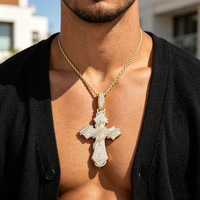 Vollbesetzte CZ-Kreuz-Anhänger-Halskette für Herren, Hip-Hop-Schmuck, Iced Out, Großhandel