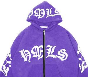 2025 Street Wear Heavy Weight 500 GSM Sudadera con capucha con estampado de pantalla de lujo Sudadera con capucha con cremallera unisex de alta calidad - Product Image 4