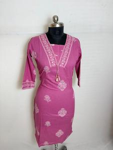 Womens Cotton Printed Kurta with Dupatta & Pants Set <b>Pink</b> - Product Image 6