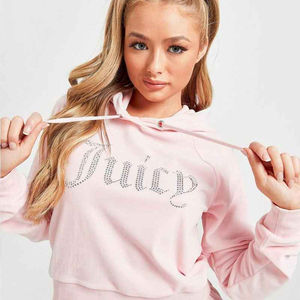 Chándal de Terciopelo Personalizable para Mujer con Forro Polar Grueso de Algodón, Chándal de Terciopelo de Alta Calidad con Pedrería - Product Image 2