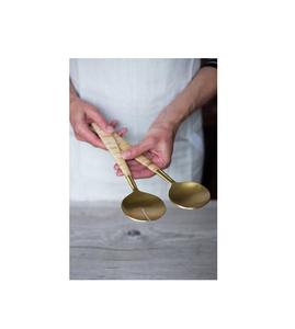 Juego de cuchara de servidor de ensalada de latón hecho a mano de diseño moderno, juego de cuchara de nuevo diseño al por mayor, fabricante en India - Product Image 2