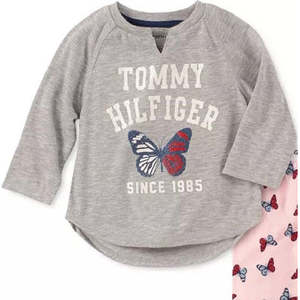 ชุดนอนผีเสื้อ 2 ชิ้น สำหรับเด็กหญิง Tommy Hilfiger สีเทา ไซส์ 4-5 สำหรับเด็กเล็กและเด็กโต - Product Image 2