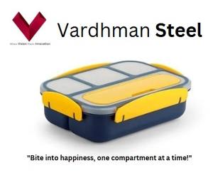 Boîte à lunch en plastique à 4 compartiments avec couverts pratiques et couvercle en plastique pour une fraîcheur et un stockage des repas confortables - Product Image 2