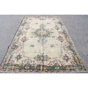 Alfombra Turca Vintage de 5.7x9.2 pies (175x281 cm), Alfombra Marroquí Verde Marrón - Product Image 5