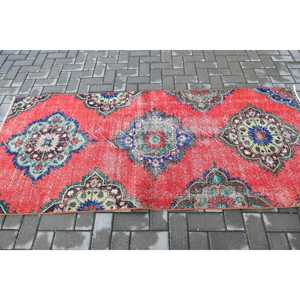 Tapis vintage 3,3x7,3 pi (100x221 cm), tapis turc rouge du sud-ouest - Product Image 3