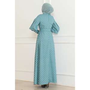 Vestido casual de lunares color menta con cinturón UK 6129 - Product Image 4