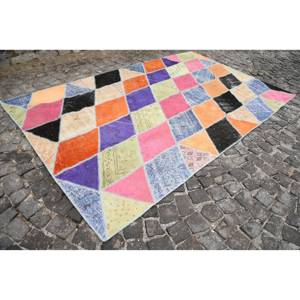 Tapis Turc Vintage Moderne 6.7 X 10.8ft Classique Beige Patchwork Design Laine Matériau Latex Support 4m Largeur pour Salon 10mm - Product Image 2