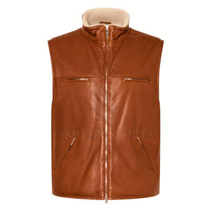 2024 hombres precio de fábrica hombres Chaleco de cuero nueva moda personalizar hombres Chaleco de cuero para venta en línea - Product Image 1