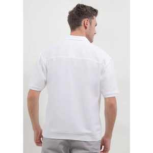100% blanc de qualité supérieure pour Polo pour hommes à manches courtes col en v coton Polyester éponge solide OEM/ODM en gros blanc - Product Image 3