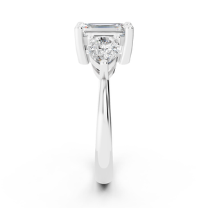 แหวนเพชรสามเม็ดรูปมรกตและลูกแพร์รูปเพชรสีขาวทองหรูหราแนวตั้งผลิตจากห้องปฏิบัติการผลิตตามสั่ง - Product Image 6