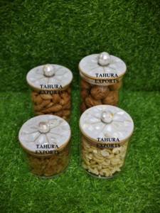Fresh Arrival With MOP <b>Round</b> Knob Mother Of Pearl Transparent Tabletop New Style Container Handmade Resin Jar <b>Table</b> Decor - Product Image 4