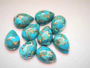 คุณภาพสูงทองแดงสีฟ้า Mohave เทอร์ควอยซ์ลูกแพร์ตัดรูปร่างหลวมอัญมณี Cabochon ของแท้สําหรับเครื่องประดับทําใช้ในราคาจํานวนมาก - Product Image 2