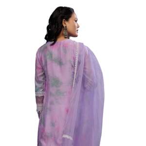 Traje Palazzo bordado púrpura lavanda en seda viscosa, venta al por mayor, Ropa Étnica para mujer, proveedor de fábrica de ropa OEM personalizado - Product Image 5