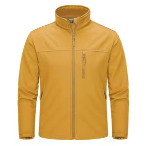 Chaqueta Softshell de invierno hecha a medida más vendida con cuello levantado de lona y logotipo frontal con capucha transpirable de alta calidad para hombres - Product Image 4