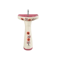 Lavabo sur pied en céramique colorée moderne avec drain, à poser au sol, pour salle de bain, hôtel, villa