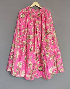 กระโปรงชายหาดยาวผ้าฝ้ายพิมพ์ลายบล็อกโบราณทำด้วยมือสำหรับผู้หญิงระบายอากาศได้และมีรอบเอวตามธรรมชาติ - Product Image 4