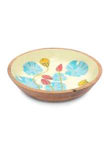 Tazón de madera de esmalte azul y blanco rústico de Acacia para servir frutas, aperitivos o postres - Product Image 5