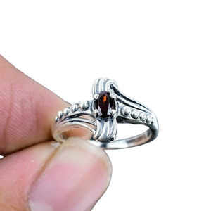 แหวนเงินทำด้วยมือสไตล์ Boho เครื่องประดับ925เงินสเตอร์ลิงโกเมนอัญมณีแหวนแนวโน้มเครื่องประดับสำหรับผู้หญิงของขวัญสำหรับผู้หญิงสำหรับเธอ - Product Image 1