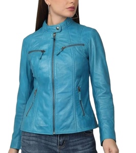 Chaqueta de Cuero de Manga Larga para Mujer, Transpirable, de Alta Calidad, Chaquetas de Cuero Personalizadas con Logotipo, Servicio OEM - Product Image 1