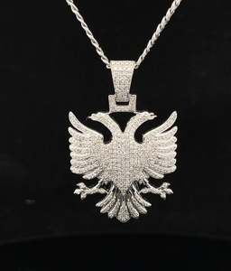 จี้เพชรมออิสซาไนท์และจี้นกอินทรีสีขาว14K ดีไซน์เป็นเอกลักษณ์ของผู้ชายสีทอง10K ประดับเพชรด้วยสร้อยคอฮิปฮอปสไตล์คิวบา - Product Image 1