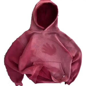 Logotipo personalizado 100% algodón Streetwear de gran tamaño 400 Gsm Sun Faded sudadera peso pesado algodón francés Terry ácido lavado Sudadera con capucha hombres - Product Image 1