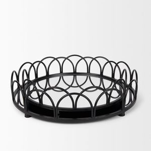 Juego de Bandejas Decorativas Doradas con Espejo, Bandeja Redonda de Metal Festoneada para Perfumes, Bandejas de Lujo para Decoración de Mesa de Bodas y Fiestas - Product Image 3