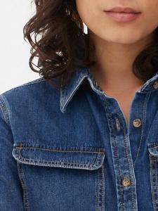 Venta caliente nueva moda mujer Casual verano manga larga camisa de mezclilla con botón frontal de gran tamaño transpirable tejido Bangladesh - Product Image 4
