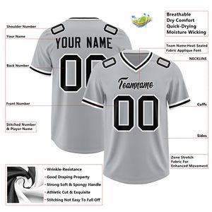Jersey de fútbol americano duradero, número de nombre del equipo bordado, diseño corto transpirable, MOQ bajo, entrega rápida de fábrica, gran oferta - Product Image 3