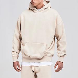 Pull à capuche en éponge française pour hommes, poids lourd 300g, polaire épaisse, sans ficelles, fermeture à glissière aux épaules solides brodées - Product Image 4