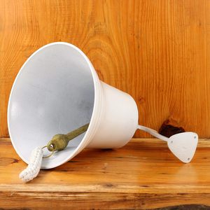 Cloche Premium en aluminium coulé du navire nautique de la marine | Cadeaux de décoration de chambre d'enfant (3 pouces, blanc) - Product Image 6