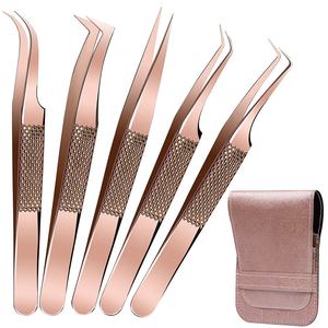 มืออาชีพสแตนเลสกุหลาบทองขนตาสับชุดสําหรับต่อขนตารายการขายส่งฉลากส่วนตัว - Product Image 1