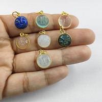 Pendentif artisanal délicat en pierre de lune arc-en-ciel sertie clos, en argent sterling, breloque céleste pour femme, en acier inoxydable, vente en gros