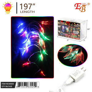 197 LED <b>Light</b> <b>Leaf</b> Christmas <b>Lights</b> with USB Charging 5M String of 36 PCs/Carton - Product Image 1