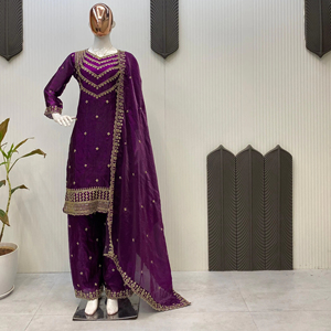 Recién llegado, conjunto de Kurta de seda de Bollywood para mujer, traje Dupatta bordado para fiesta de verano, traje de tendencia, precio barato, oferta a granel - Product Image 1