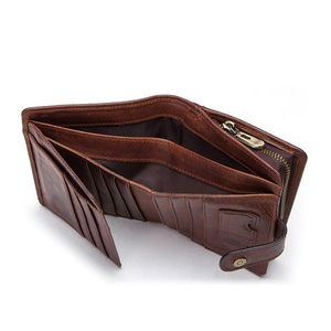 Black Brown Mens <b>Strong</b> <b>Magnetic</b> RFID Blocking Slim Genuine Leather Money Clip Wallet for Man Gift with Custom logo Printed - Product Image 2