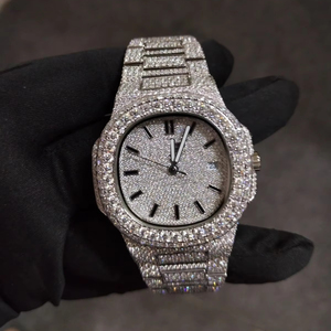 Reloj Hip Hop de lujo para hombre, Diamante Blanco ostentoso, diamantes simulados completos, movimiento de cuarzo Ronda para diseño de hielo, puntero de caja de 5mm - Product Image 1