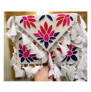 Bolso de mano de diseñador bohemio indio para mujer, informal, hecho a mano, con cuentas, bolsos de viaje de noche, hombro, tela de lona para mujer, Guru Kirpa Export - Product Image 4