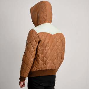 Veste bomber en cuir d'agneau véritable Norman Tan, à capuche, avec fermeture éclair, style décontracté réversible, taille XS - Product Image 5