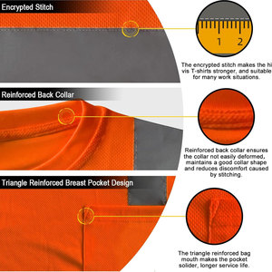 เสื้อยืด Hi VIS แห้งเร็วน้ำหนักเบาใช้กลางแจ้งเสื้อยืด Hi VIS ป้ายส่วนตัว - Product Image 3