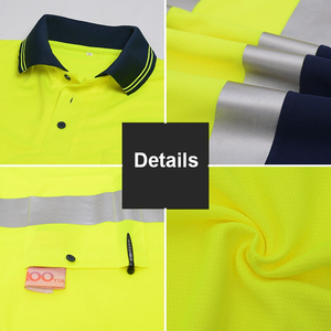 Polo reflectante de alta visibilidad, ropa de trabajo fluorescente de manga larga de secado rápido para tráfico, Impresión de logotipo personalizado, seguridad para adultos - Product Image 5
