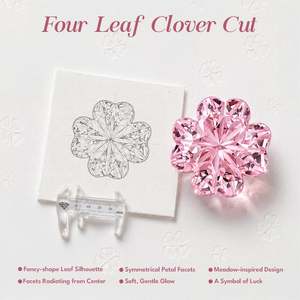 แหวนมอยซาไนต์รูปใบโคลเวอร์สี่แฉกชุบทอง 14K ยี่ห้อเจลูเลียสำหรับผู้หญิง - Product Image 6