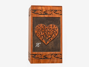 Urne de crémation en palissandre fabriquée à la main Arbre de vie Coeur Mémorial Souvenir Mémorial Souvenir Décoratif Urne de crémation pour les cendres - Product Image 2