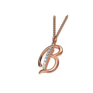 Pendentif en or rose 18 carats avec diamant plaqué rhodium et alphabet pour cadeau - Product Image 5