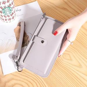 Porte-monnaie multifonctionnel de couleur unie avec carte ouverte Pochette pour femmes Nouveau logo personnalisé pour dames en cuir PU avec pompon mode long Portefeuille - Product Image 2