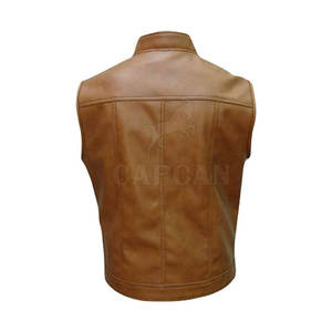 Chaleco de cuero de invierno para hombre personalizado de la mejor calidad, duradero, impermeable, superventas, diseño superior para uso en exteriores, decoración con botones y logotipo - Product Image 2